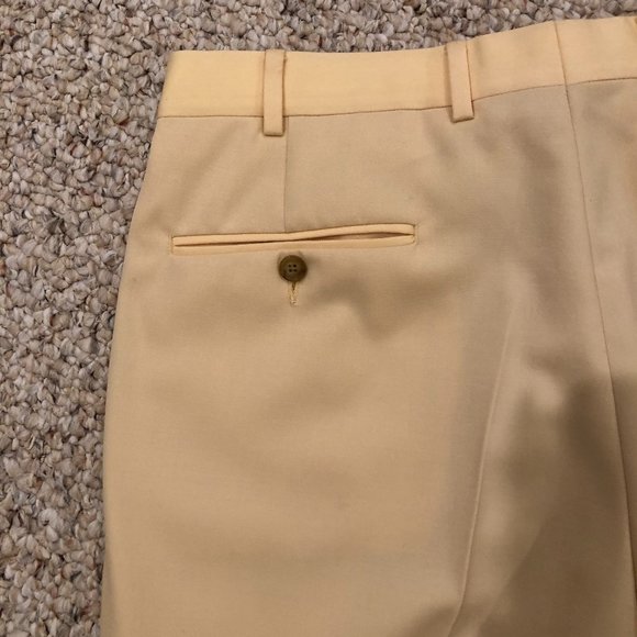 Brooks Brothers Men's 100% Pastel Cream Yellow Wool Pants 36X30 - Picture 5 of 9